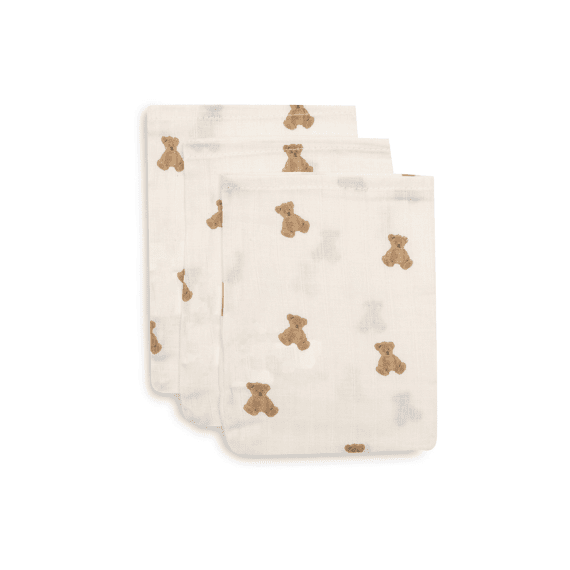 Jollein Washandjes 15x20 Tetra 3-pack Mini Teddy Bear