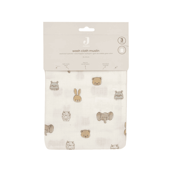 Jollein Washandjes 15x20 Tetra 3-pack Jollies