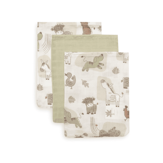 Jollein Washandjes 15x20 Tetra 3-pack Barn Buddies