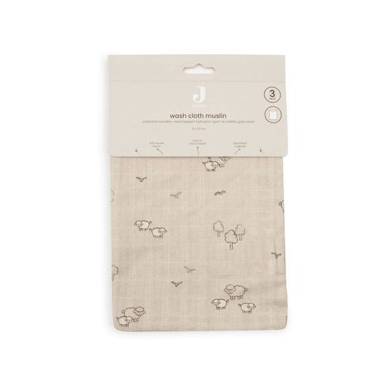 Jollein Washandjes 15x20 Tetra 3-pack Woolly