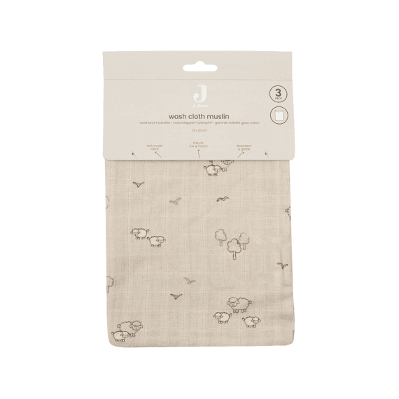 Jollein Washandjes 15x20 Tetra 3-pack Woolly