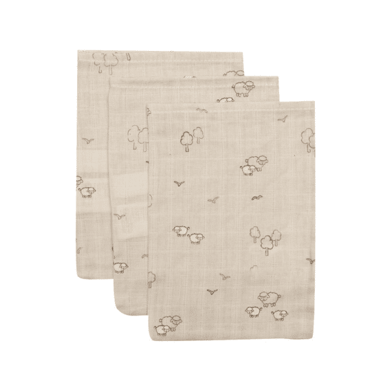 Jollein Washandjes 15x20 Tetra 3-pack Woolly