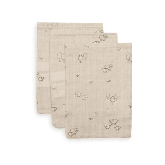 Jollein Washandjes 15x20 Tetra 3-pack Woolly