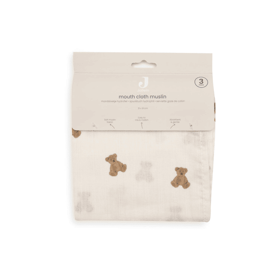Jollein Monddoekje Tetra 3-pack Mini Teddy Bear