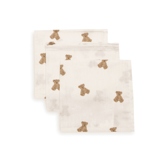 Jollein Monddoekje Tetra 3-pack Mini Teddy Bear