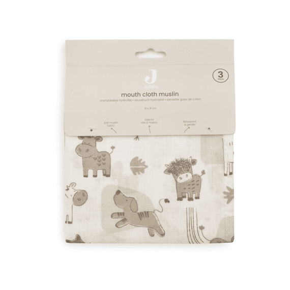 Jollein Monddoekje Tetra 3-pack Barn Buddies