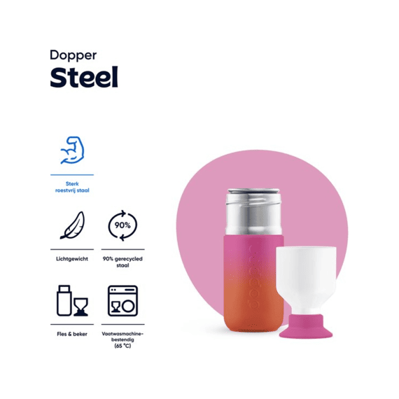 Dopper Steel Drinkfles 350ml Sunset Pink