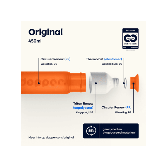 Dopper Original Drinkfles 450ml Outright Orange