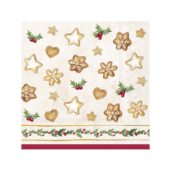 IHR Cocktailservetten Cookie Garland Cream 25x25 cm 20 Stuks