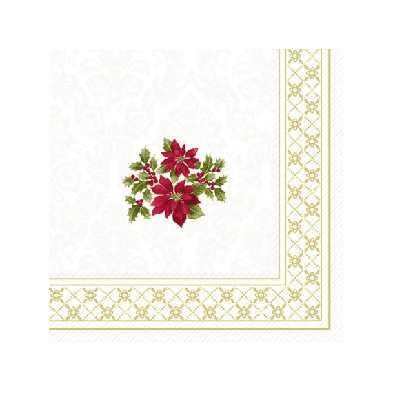 Ihr 10553 Classic Christmas Poinsettia Cocktailservet Gold