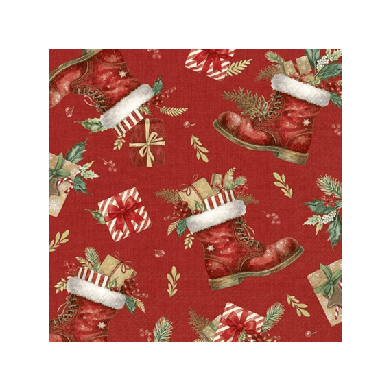 Ihr 11205 Christmas Boots Allover Lunchservet Red