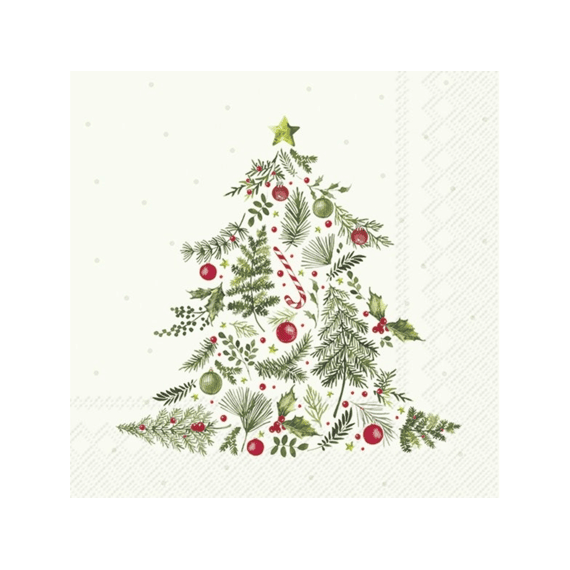 IHR Lunchservetten Christmas Branches Tree Lichtgroen 33x33 cm 20 Stuks