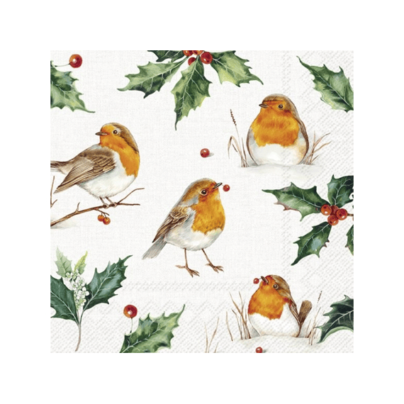 IHR Lunchservetten Lexi and Robin Cream 33x33 cm 20 Stuks