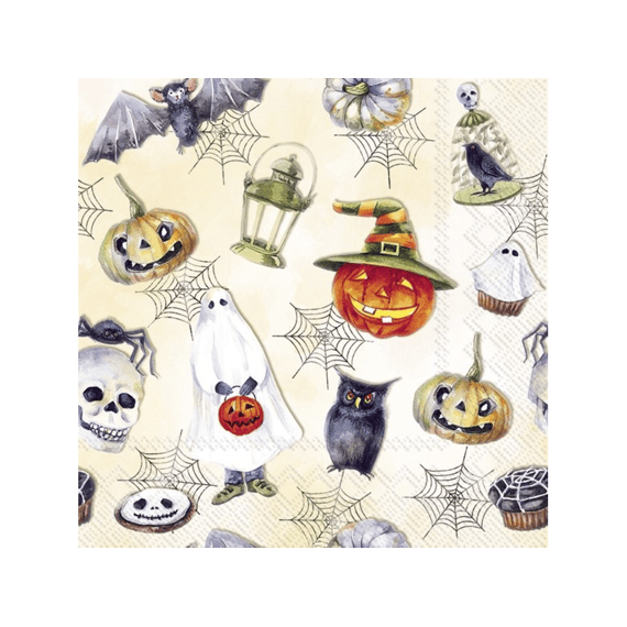Ihr 10150 Happy Halloween Cocktailservet Cream