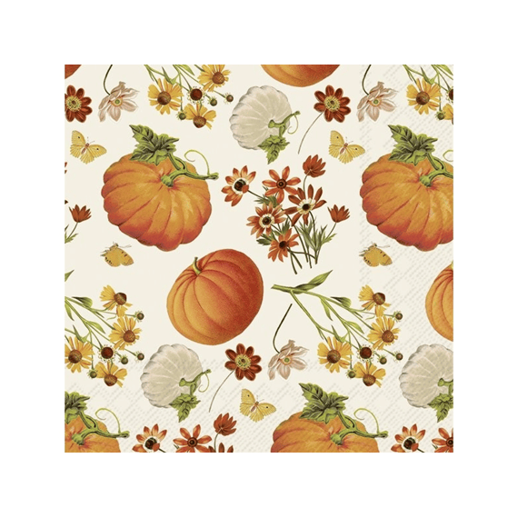 Ihr 11247 Floral Pumpkins Lunchservet Cream
