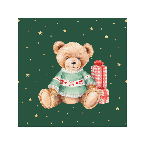 Ppd Servetten 33cm 20stuks Teddy On Green