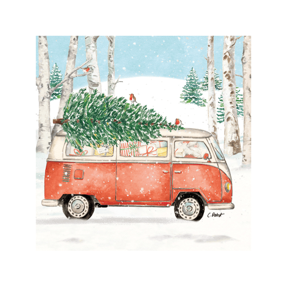 Ppd Servetten 33cm 20stuks Christmas Bus