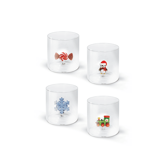 Wd Lifestyle Monterey Line Glas 25cl Met Glasdecoratie Kerstfiguur Assortiment
