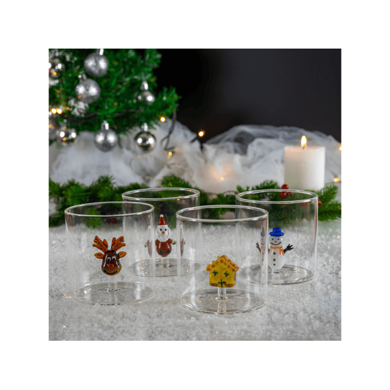 Wd Lifestyle Monterey Line Glas 25cl Met Glasdecoratie Kerstfiguur Assortiment