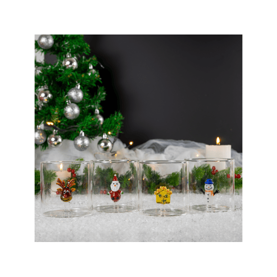 Wd Lifestyle Monterey Line Glas 25cl Met Glasdecoratie Kerstfiguur Assortiment