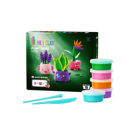 Hey Clay Set Met 15 Potjes Air-dry Boetseerklei Plant Folks
