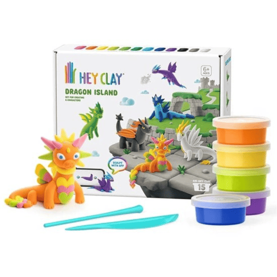 Hey Clay Set Met 15 Potjes Air-dry Boetseerklei Dragon Island