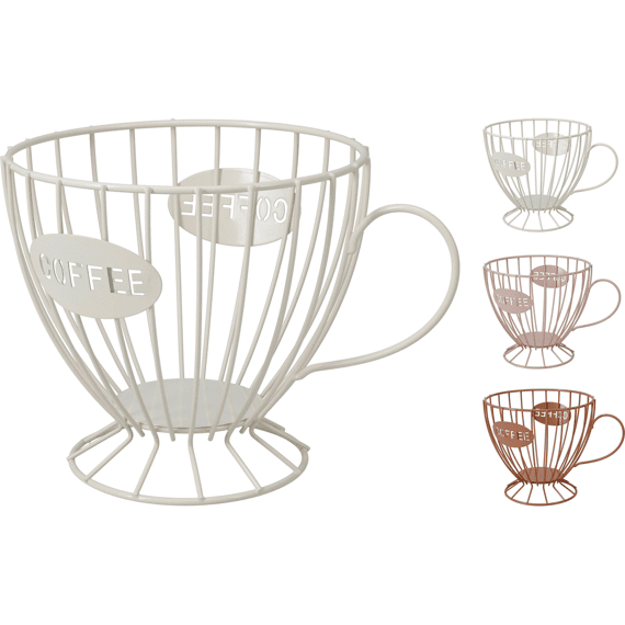 Koffiecuphouder Ijzer 19.5x15xh14cm 3 Kleur Assortiment