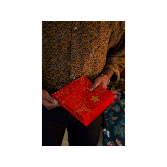 Duni Bio Dunisoft Servetten 40x40cm 12stuks Holiday Star Red
