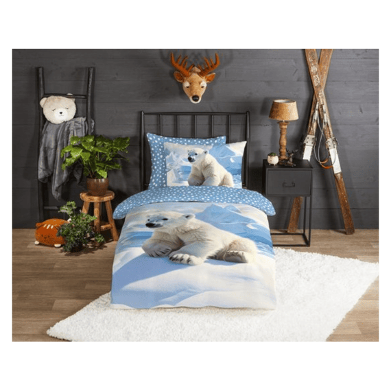 Good Morning Dekbedovertrek Flanel Blauw 140x220 + 1* 60x70 Cm