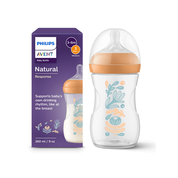 Avent Natural 3.0 Zuigfles 260 Ml Oranje Ring