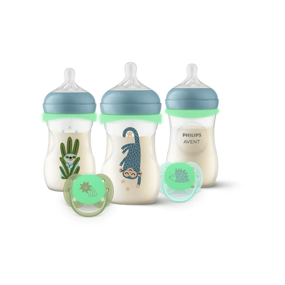 Avent Natural 3.0 Starterset 3x Zuigfles Nighttime 260 Ml Incl. 2 Fopspenen Deco