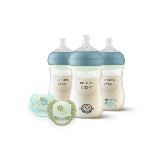 Avent Natural 3.0 Starterset 3x Zuigfles Nighttime 260 Ml Incl. 2 Fopspenen Deco