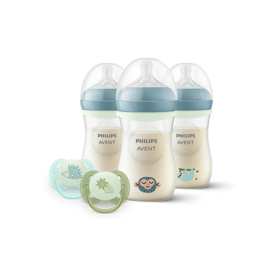 Avent Natural 3.0 Starterset 3x Zuigfles Nighttime 260 Ml Incl. 2 Fopspenen Deco