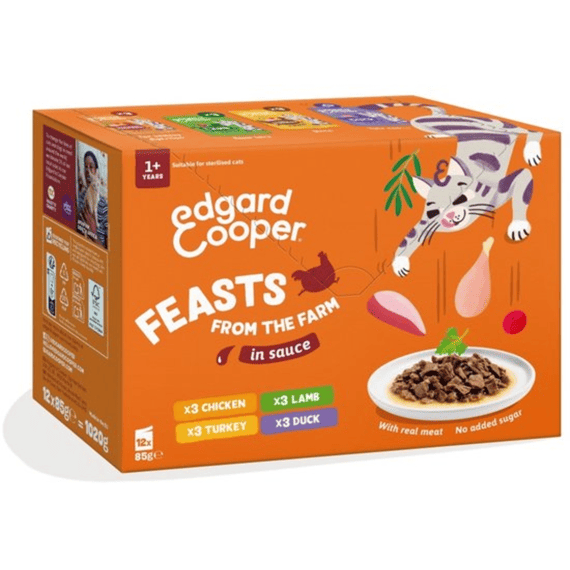 Edgard & Cooper Kat Adult MP Saus Pouch Farm - 12x85 gram