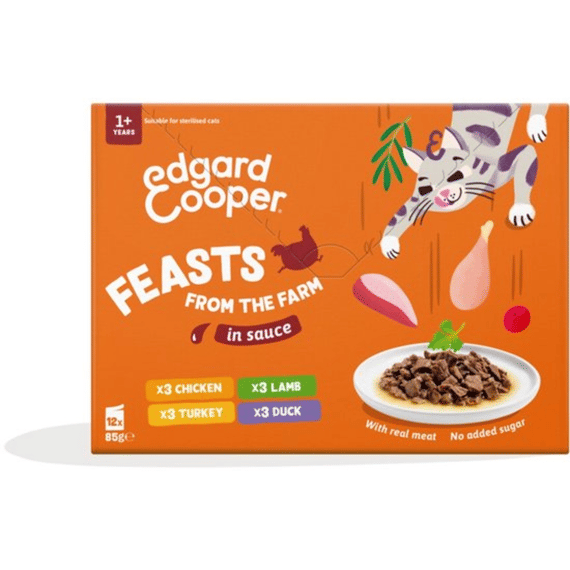 Edgard & Cooper Kat Adult MP Saus Pouch Farm - 12x85 gram