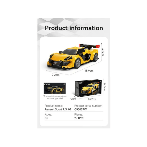 Cada Car Series Bouwset 271 Stuks Renault Sport Rs01 1:24