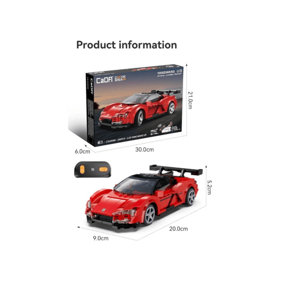 Cada Car Series Bouwset 299 Stuks Smart Chassis Byd Yangwang U9 1:20