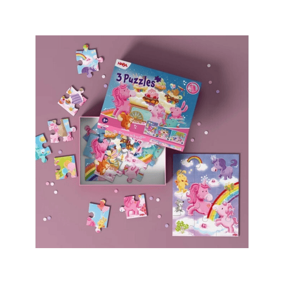 Haba Puzzel 3 In 1 Eenhoorn Flonkerglans