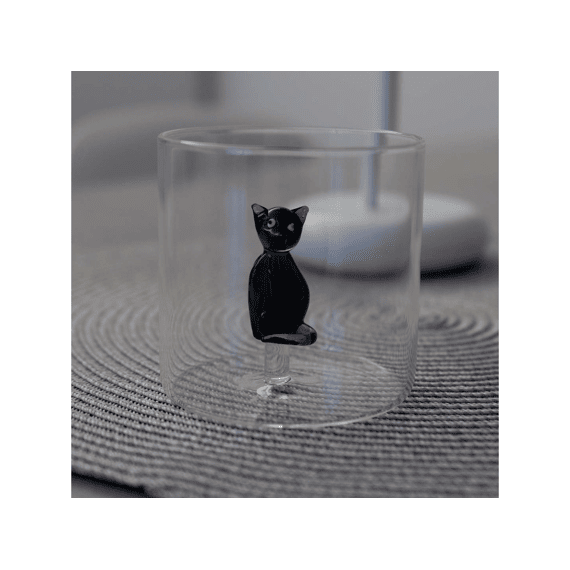 Wd Lifestyle Monterey Line Glas 25cl Met Glasdecoratie Zwarte Kat