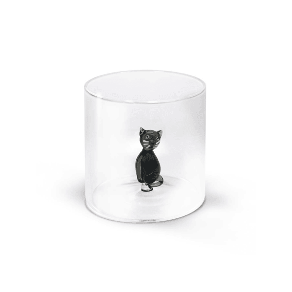 Wd Lifestyle Monterey Line Glas 25cl Met Glasdecoratie Zwarte Kat