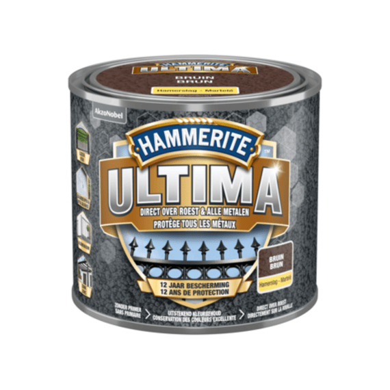 Hammerite Ultima Hamerslag Bruin 500ml Be