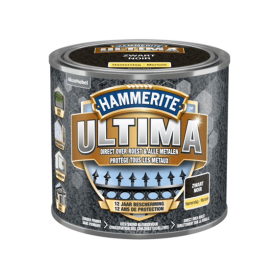 Hammerite Ultima Hamerslag Zwart 500 Ml Be