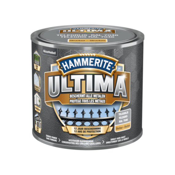 Hammerite Ultima Structuurlak Telegrijs 500ml