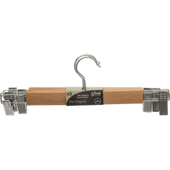 Kleerhangers Met Klemmen Hout/metaal Set/3