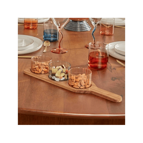 Aperitiefset Homy 4-delig Acaciahouten Dienblad