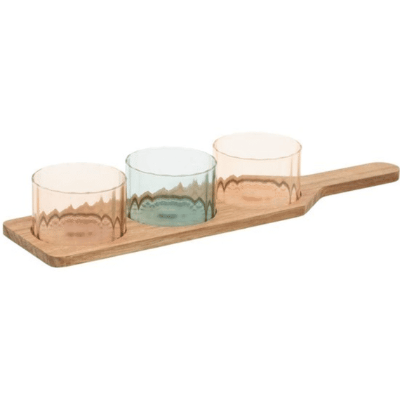 Aperitiefset Homy 4-delig Acaciahouten Dienblad