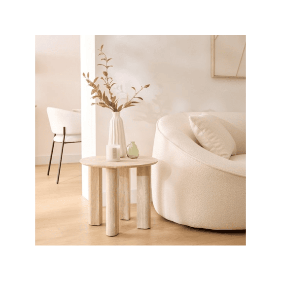 Salontafel Anaya D50.5cm Mdf Met Travertinlook
