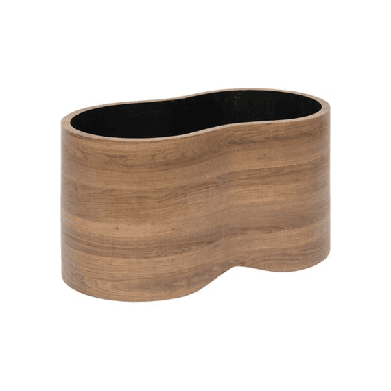 Opbergkoffer Loe Hout En Witte Boucléstof Small