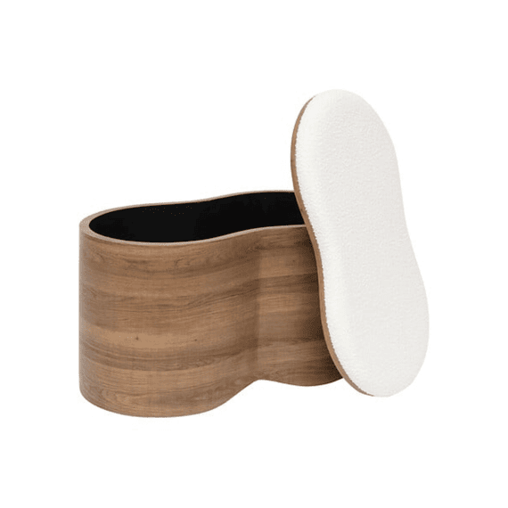 Opbergkoffer Loe Hout En Witte Boucléstof Small