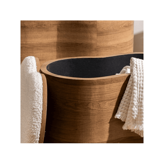 Opbergkoffer Loe Hout En Witte Boucléstof Small